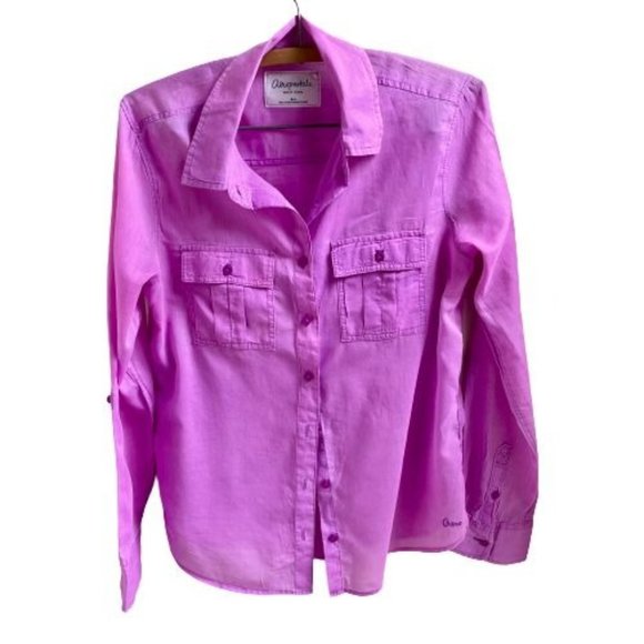 Aeropostale Tops - Aeropostale 87 Bright Purple Long-Sleeve Button Down Shirt (M) - CLEARANCE